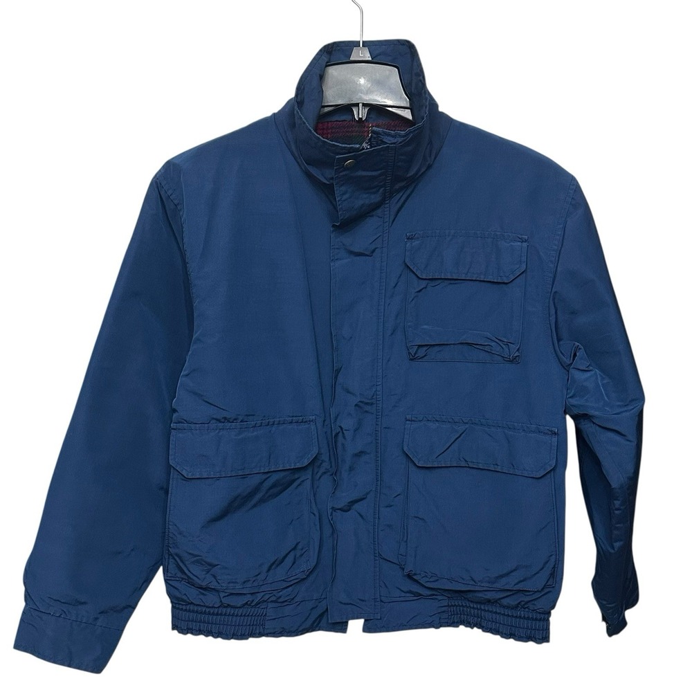 Vintage 70s 80s Woolrich Mountain Parka Blue Red Plaid L USA 60/40 Field Coat
